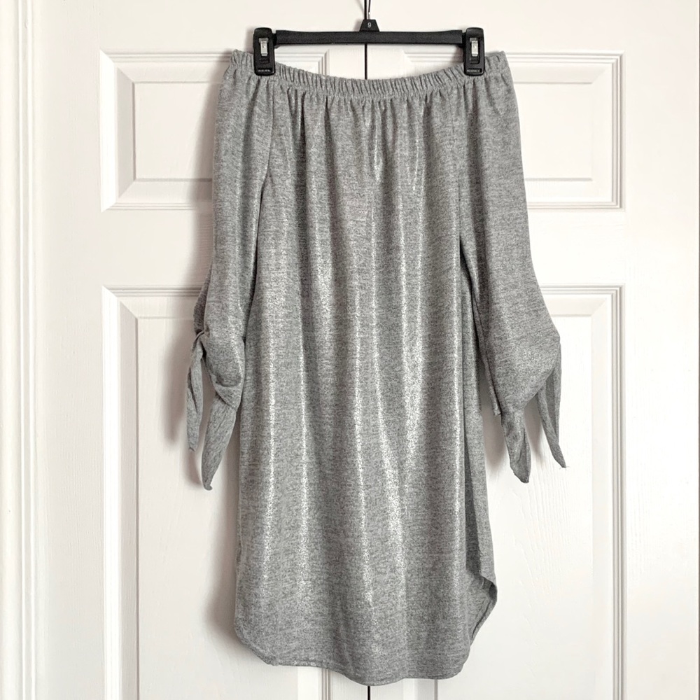 Off the Shoulder Knit Sweater Dress - Picture 8 of 15